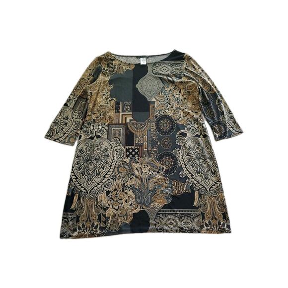 Tiana B. Womens Dress Multicolor Size Large Polyester Blend Stretch 3/4 Sleeve - Picture 1 of 12